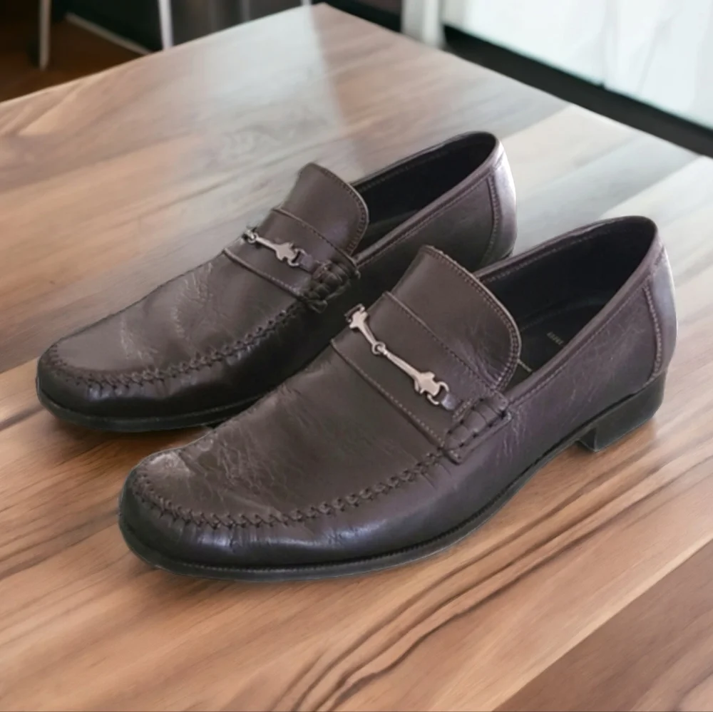 BRUNO MAGLI Italy Horsebit Loafers Men 11.5 Italian Leather Designer Dress Shoes